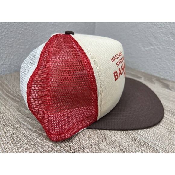 Vintage Nassau Bahamas Flat Brim Mesh Adjustable Trucker Hat - Picture 5 of 11